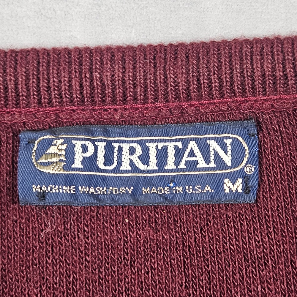 Vintage Puritan V-Neck Sweater Mens Medium Red Orlon Acrylic V-Neck USA Made 80s - Picture 3 of 8